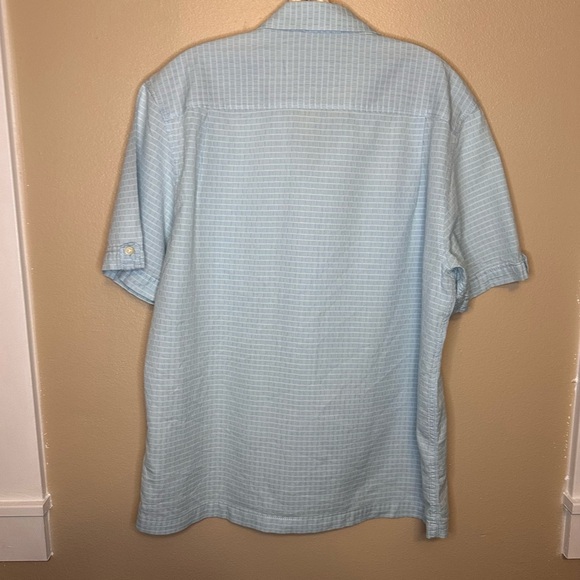 Tommy Bahama Men's Silk Blend Island modern Fit Blue Short Sleeve Shirt Large - Picture 5 of 7